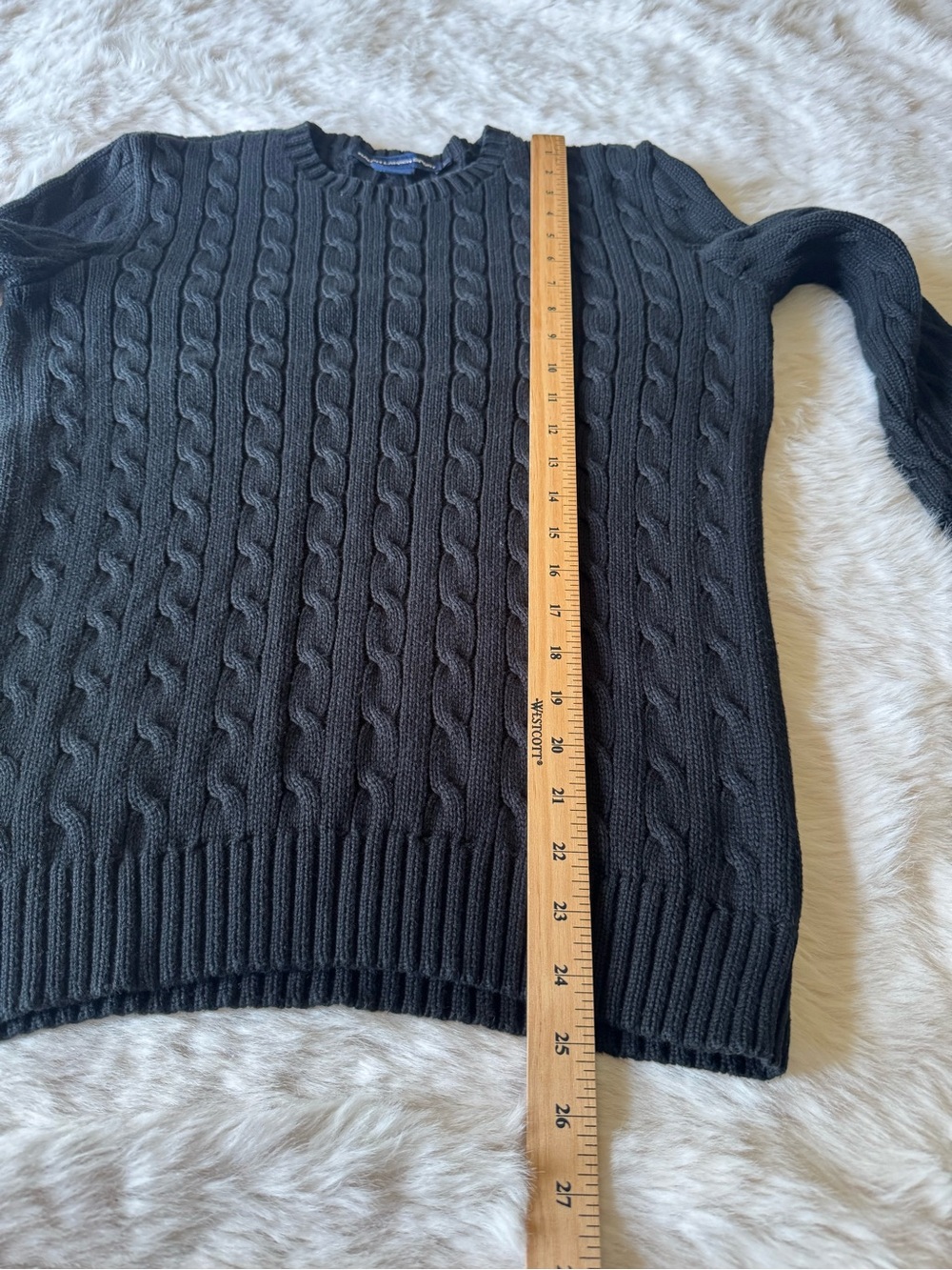 Ralph Lauren Black Cable Crewneck Sweater with Polo Pony - Picture 10 of 13